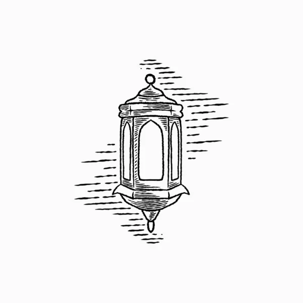 Esquisse Dessinée Main Style Vieille Lanterne Turque Ramadan Thème Islamique — Image vectorielle