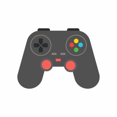 Beyaz arkaplanda Joystick oyun ikonu vektörü. Mobil konsept ve web uygulamaları tasarımı için modern teknoloji koleksiyonundan düz vektör e-spor ekipman sembolü. Çizgi film illüstrasyonunda oyun alanı