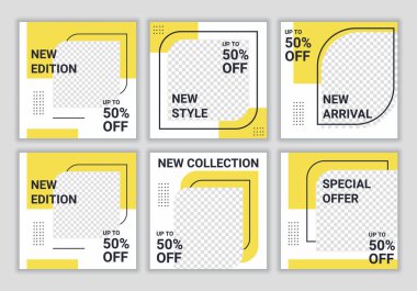 Set of social media post template for special offer. Promotional web banner for social media. Fashion and lifestyle blog templates, web/internet ads, brochure designs. Vector illustration.
