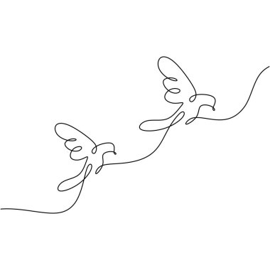 Birds couple continuous one line drawing minimalism animal sketch hand drawn. Continuous one line drawing. Couple of birds. Dove or pigeon hand drawn minimalism, romantic theme design.