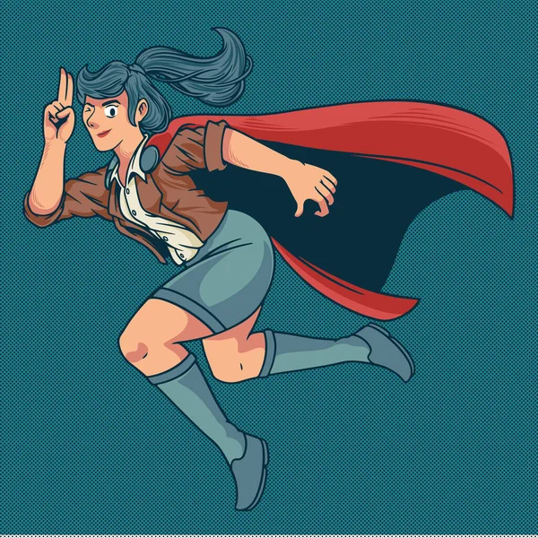 Ilustrasi Kartun Dari Pahlawan Super Wanita Gadis Muda Cantik Dan - Stok Vektor