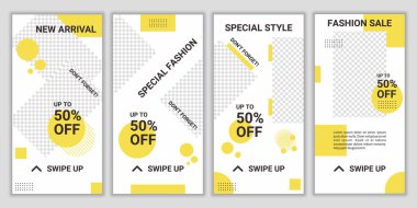 Sosyal medya bu hikayenin arka plan şablonu krem sarısı ve beyaz, basit zarif minimalist tarzda. Yeni ürün tanıtımı veya hediye için modaya uygun tasarım çerçeve biçimi. Vektör illüstrasyonu