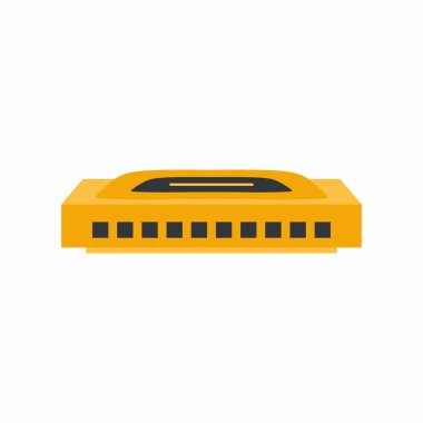 Mızıka vektör çizimi. Müzik aleti. Fransız arpı ya da düz çizgi film şeklinde ağız organı. Blues, Amerikan folk müziği, klasik müzik, caz, country ve rock 'ta kullanılan rüzgar enstrümanı