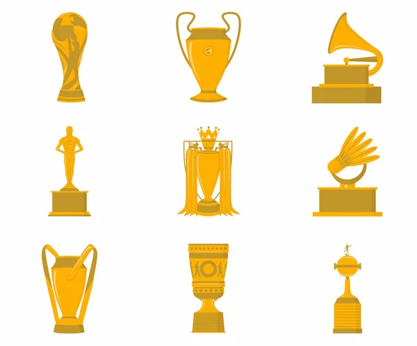 Ensemble Différentes Tasses Trophée Premium Telles Que Championnat France Football — Image vectorielle