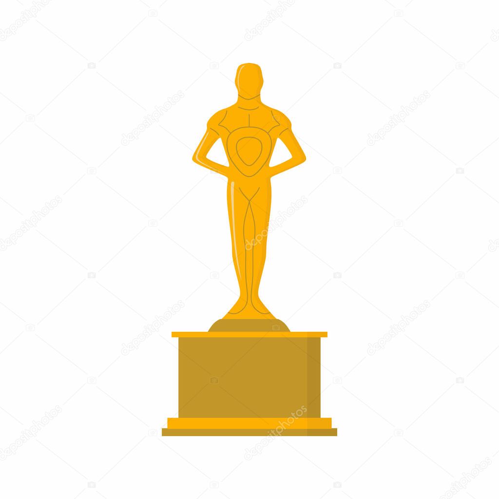 Oscar trophy icon. An awards for artistic and technical merit in the film industry. Hollywood trophy symbol. The most famous and prestigious awards in the entertainment industry. Vector illustration