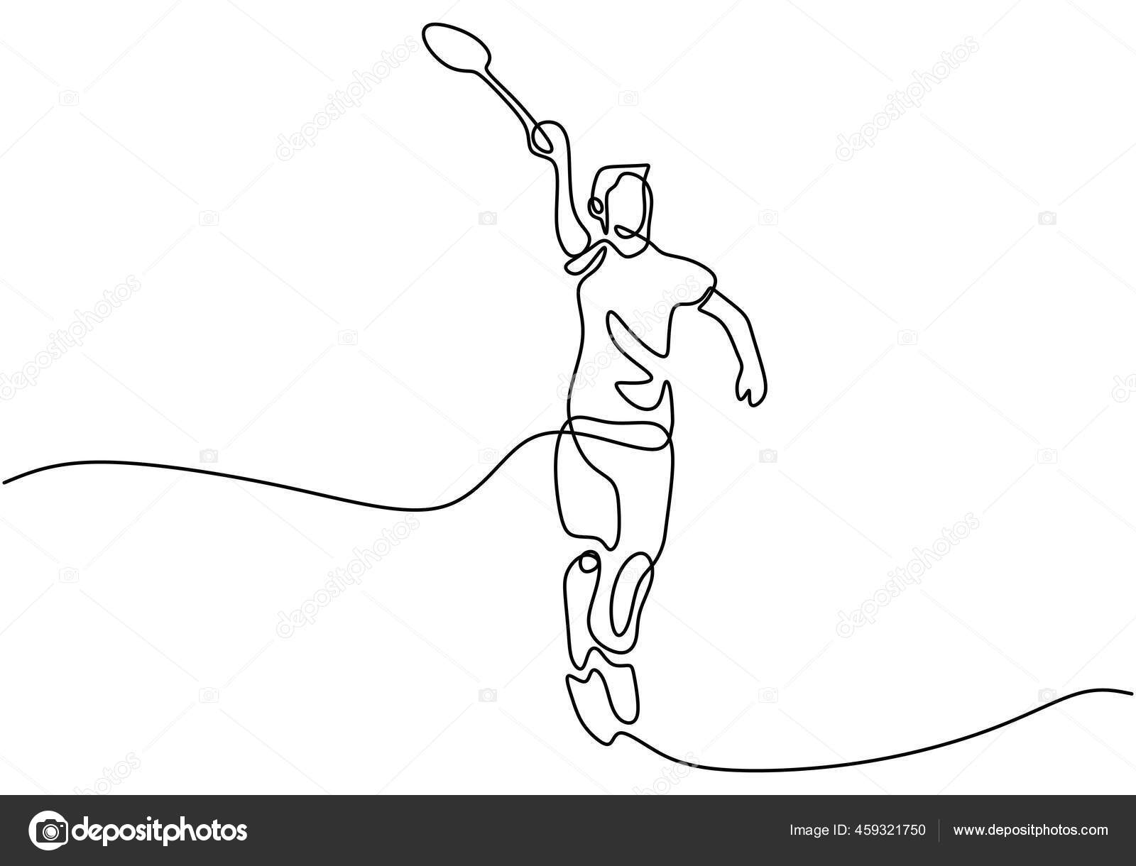 Single Continuous One Line Drawing Badminton Stock Vector, 42% OFF