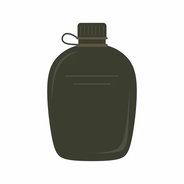 Bottle Water Sport Army Water Canteen Icon Illustration Flat Design — Stock Vector