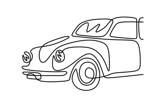 Carro Retro Contínua Uma Linha Desenho Isolado Fundo Branco Velho — Vetor de Stock