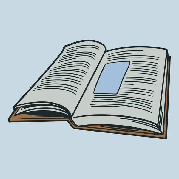Desenho Feito Mão Livro Com Páginas Abertas Livros Educação Universitária — Vetor de Stock