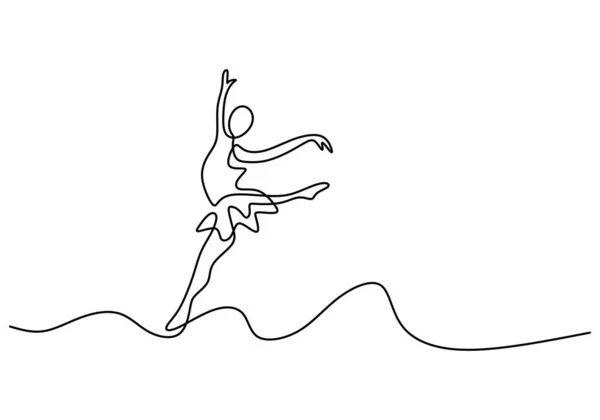 One Continuous Line Drawing Beautiful Woman Ballerina Wearing Face Mask — Stock Vector