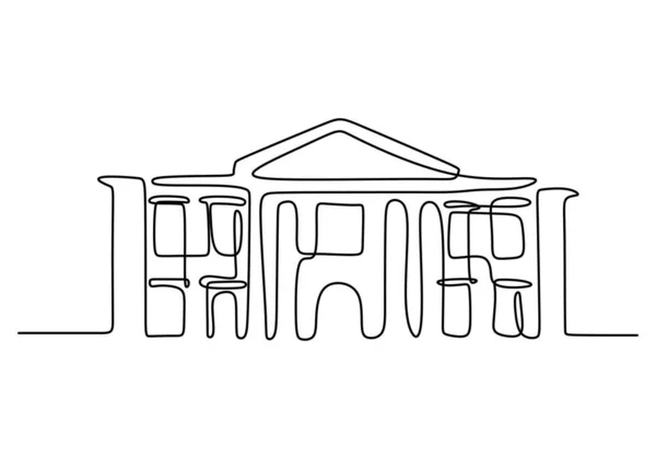 Dibujo Línea Continua Vivienda Dos Plantas Edificio Residencial Gran Casa — Archivo Imágenes Vectoriales