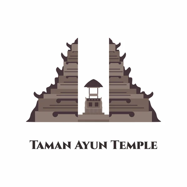 インドネシアのバリ島にあるPura Taman Ayun寺院 デンパサールの近くにある有名なバリの寺院の1つ 寺を訪問する必要があります それは本当に価値がある 旅行や観光の休暇 平面ベクトル — ストックベクタ