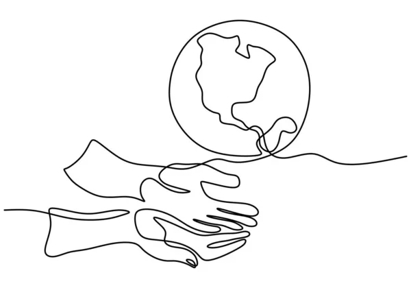 지구를 배경으로 있습니다 지구의 지구의 등고선을 손으로 스케치하는 일러스트 — 스톡 벡터