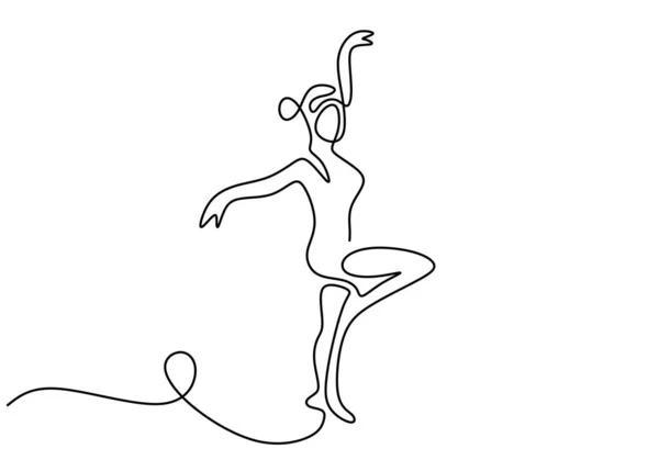 Una Línea Continua Dibujando Hermosa Bailarina Con Máscara Facial Minimalista — Vector de stock