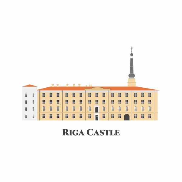 Riga Castle Platte Icoon Het Een Kasteel Aan Oevers Van — Stockvector
