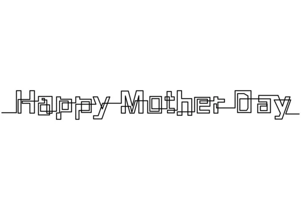 Szczęśliwego Dnia Matki Odręczne Pismo Ciągły Rysunek Linii Tekst Projekt — Wektor stockowy