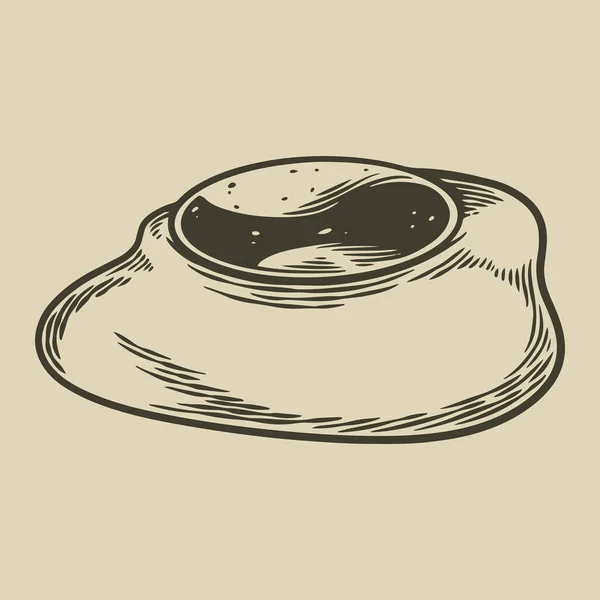 Жареное Яйцо Нарисовано Рукой Выгравированный Набросок Еды Сельское Натуральное Птицеводство — стоковый вектор