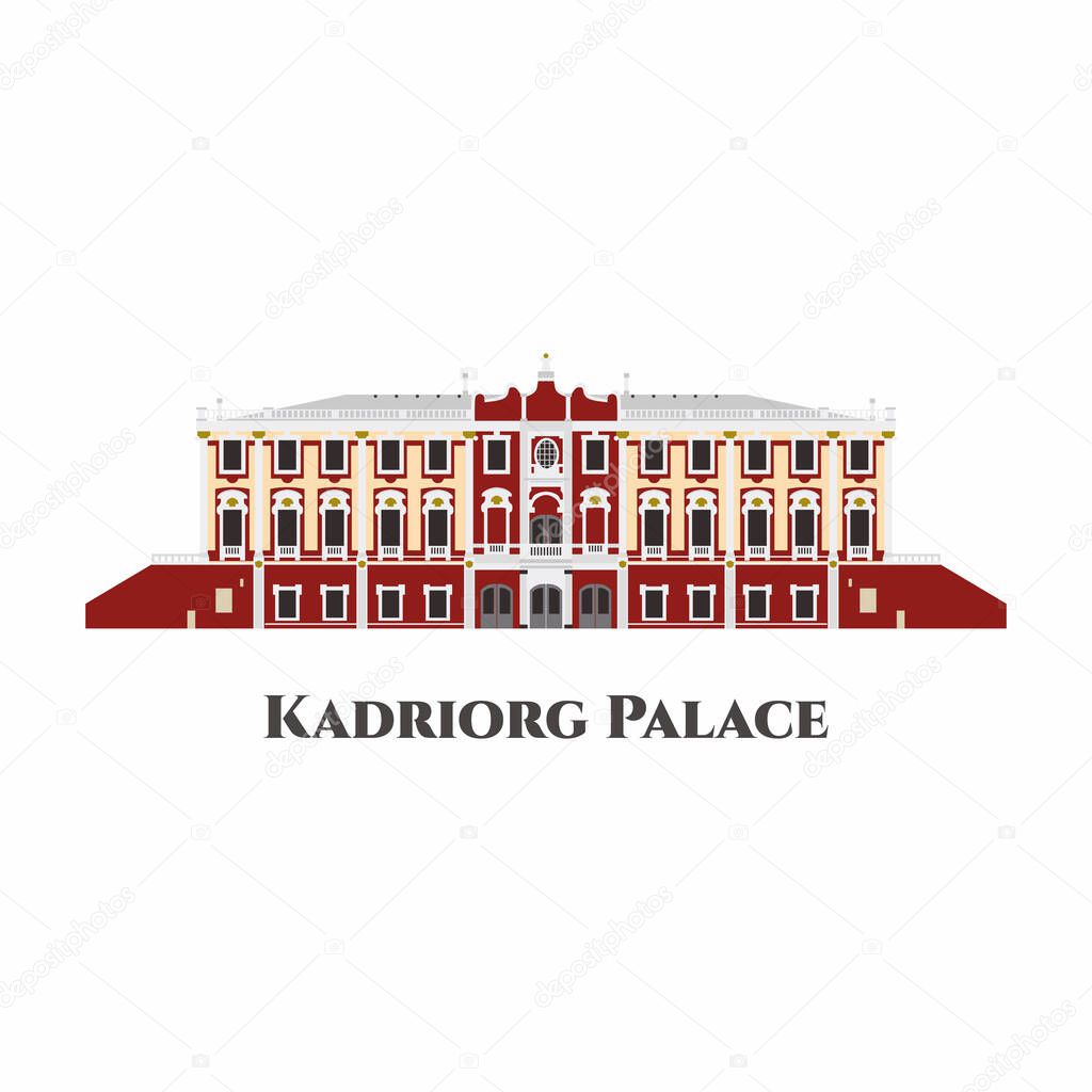 Kadriorg Palace in Tallinn, Estonia. Very interesting display of artifacts in a beautiful building. Well worth a visit. Very recommended for your trip. Flat vector tourist vacation