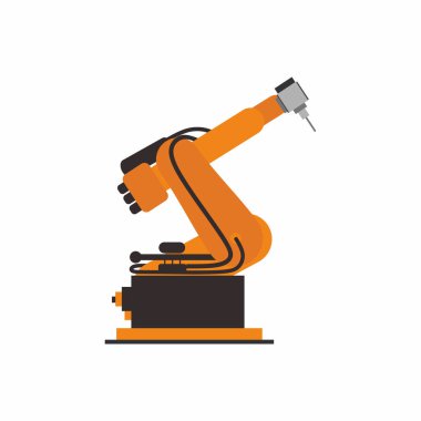 Evrensel Arm 3D yazıcı aygıtı düz çizgi film tarzında. Üretim, baskı makinesi ve teknoloji kavramı beyaz arka planda izole edildi. Mobil ve web uygulamaları için vektör tasarım ögeleri.