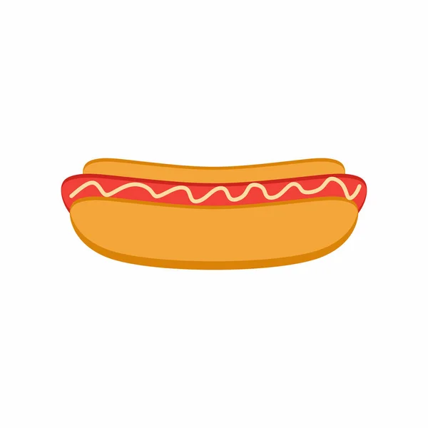 Icône Plate Hot Dog Délicieux Repas Avec Mamelon Couché Dans — Image vectorielle