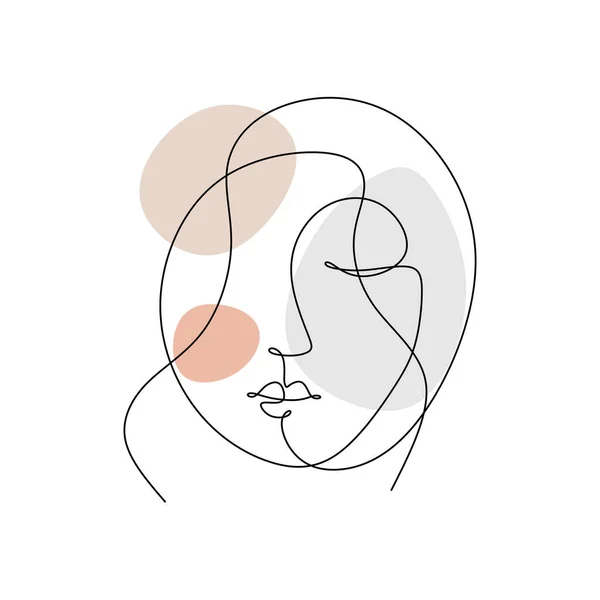 Continu Une Ligne Femme Visage Abstrait Isolé Sur Fond Blanc — Image vectorielle