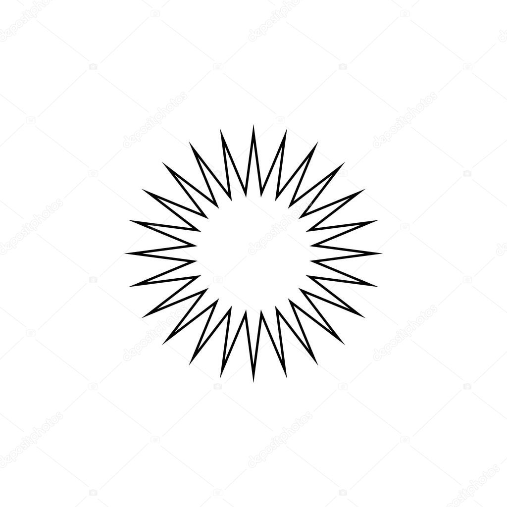 Continuous one line of sun icon. Sun symbol in single line style isolated on white background.