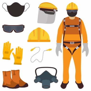 Beyaz arkaplanda izole edilmiş bir grup iş eşyası.