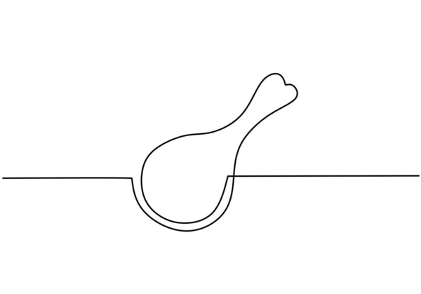 Une Seule Ligne Continue Poulet Frit Poulet Frit Dans Style — Image vectorielle