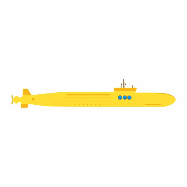 Submarino Amarelo Estilo Elemento Plano Isolado Fundo Branco — Vetor de Stock