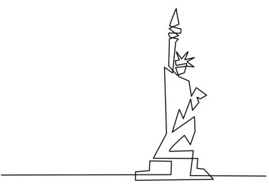 Özgürlük Kulesi 'nin sürekli hattı. Beyaz arka planda izole edilmiş tek bir klasik kule hattı.