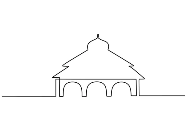 Mezquita Continua Una Línea Dibujo Vectorial Diseño Minimalista Signo Símbolo — Archivo Imágenes Vectoriales