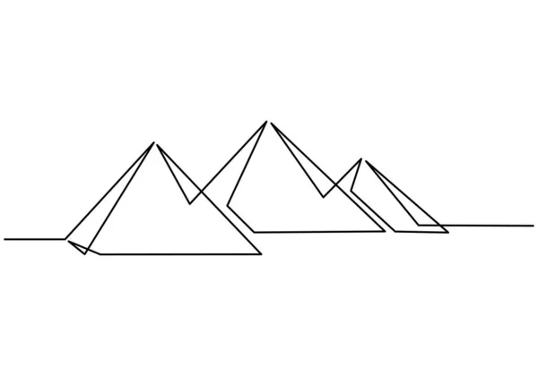 Continuous Line Pyramid Buildings One Single Line City Buildings Isolated — Stock Vector