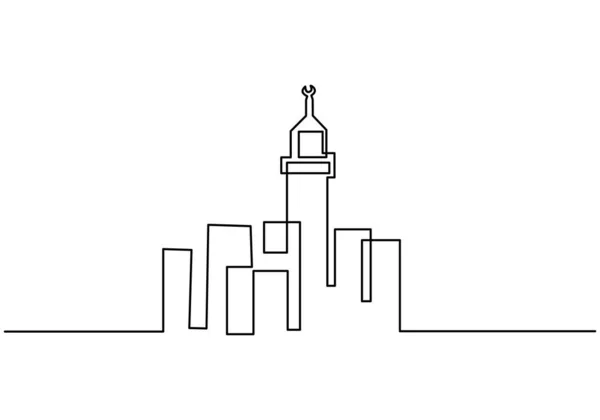 Nepřetržitá Řada Paláce Raffles Mecca Jedna Jediná Linie Velké Věže — Stockový vektor