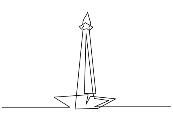 Безперервна Лінія Традиційної Вежі Одна Окрема Лінія Класичної Вежі Ізольована — стоковий вектор
