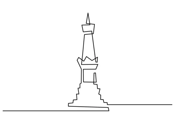 Línea Continua Torre Tradicional Una Sola Línea Torre Clásica Aislada — Vector de stock