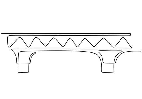 Ponte Gigante Sul Fiume Una Linea Continua Disegno Ponte Semplice — Vettoriale Stock