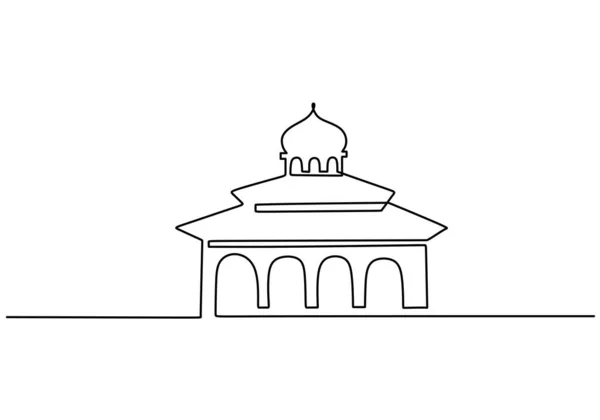 Mezquita Continua Una Línea Dibujo Vectorial Diseño Minimalista Signo Símbolo — Archivo Imágenes Vectoriales