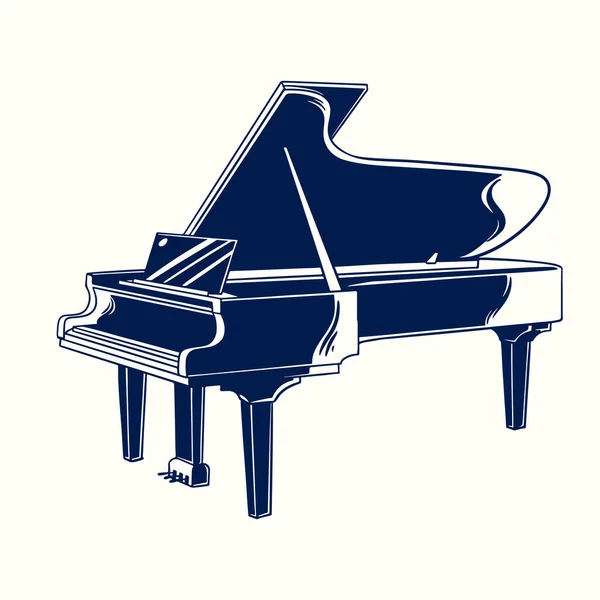 Illustration Vectorielle Dessinée Main Piano Dans Style Gravé Vintage Jazz — Image vectorielle