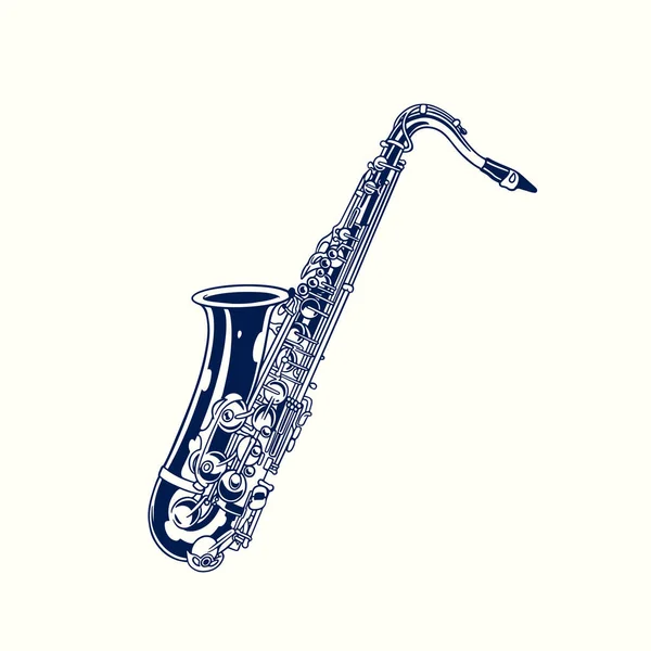 Saxofon Handritad Skiss Retro Design Klassiskt Jazzmusikinstrument Tecknad Isolerad Wind — Stock vektor