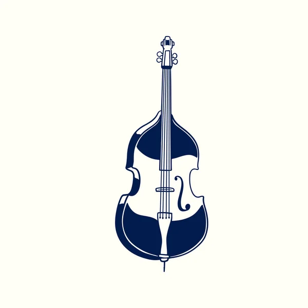 Doble Bajo Dibujado Mano Estilo Boceto Vintage Instrumento Música Jazz — Vector de stock