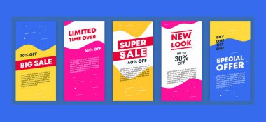 Düzenlenebilir hikaye arkaplan şablonu. Sosyal medya hikayeleri moda süper satış promosyonu için yayınlanıyor. Sosyal medya için vektör tasarımı web pankartı. Düzen şablonu gönder. Renkli desen