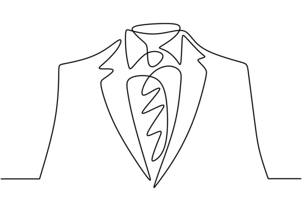 Luxury Wedding Suit One Continuous Line Hand Drawn White Background — Stock Vector