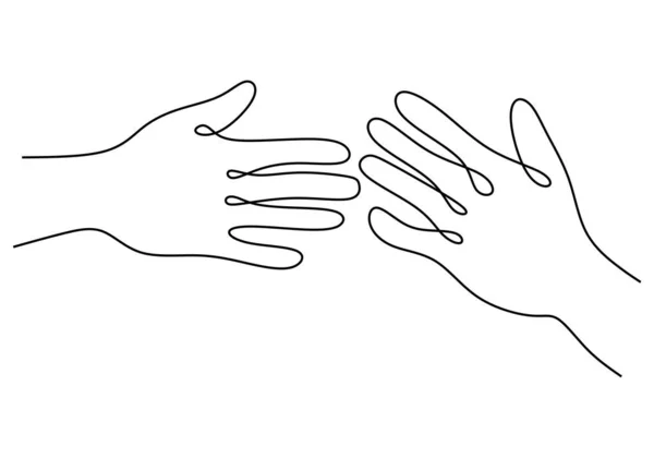 Contínua Uma Linha Desenho Mãos Mulher Homem Segurando Juntos Conceito — Vetor de Stock