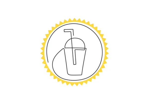 Gambar Garis Tunggal Terus Menerus Dari Minuman Segar Dalam Cangkir Stok Ilustrasi 