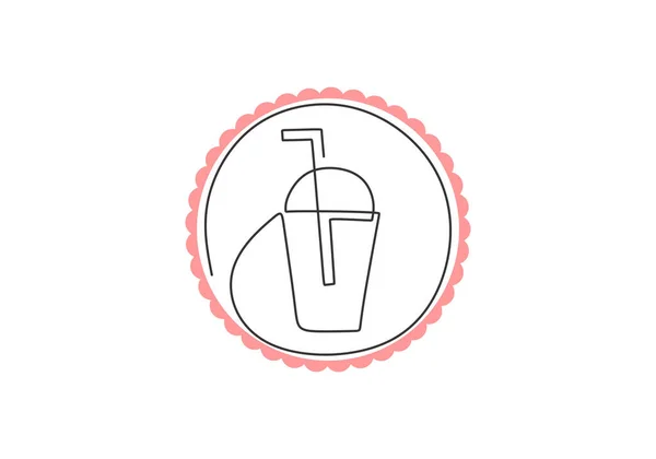 Gambar Garis Tunggal Terus Menerus Dari Minuman Segar Dalam Cangkir Stok Vektor Bebas Royalti