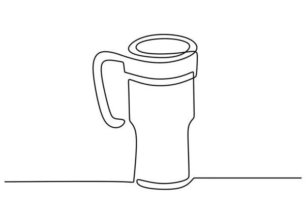 Enkel Kontinuerlig Linje Ritning Kaffe Tumblr Isolerad Vit Bakgrund Kaffedrycker — Stock vektor