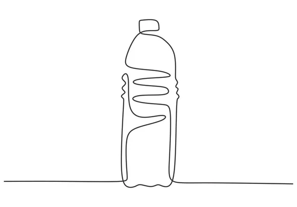 Jednoliniowy Rysunek Minimalistycznej Pary Butelek Wody Mineralnej Odizolowanych Białym Tle — Wektor stockowy