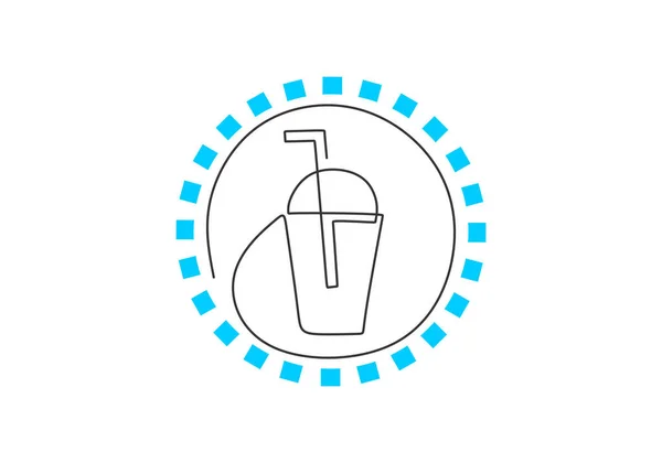 Gambar Garis Tunggal Terus Menerus Dari Minuman Segar Dalam Cangkir Stok Vektor Bebas Royalti