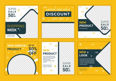 Sosyal medya hikayesi yaratıcı tasarım şablonu seti yayınladı. Metin ve resimler için kopyalama alanı olan arkaplan şablonu. Sosyal medya hikayeleri, afişler, mobil uygulamalar, web, reklamlar için vektör düzeni