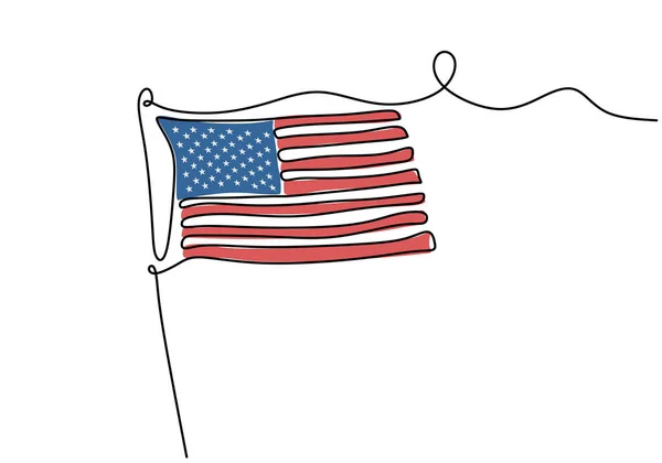 Amerikan Bayrağı Minimalist Tasarım Çiziyor Amerikan Bağımsızlık Günü Teması Beyaz — Stok Vektör